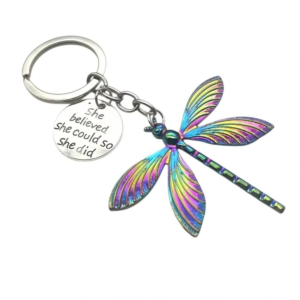 She Believed She Could So She Did Dragonfly Key Ring Accessory